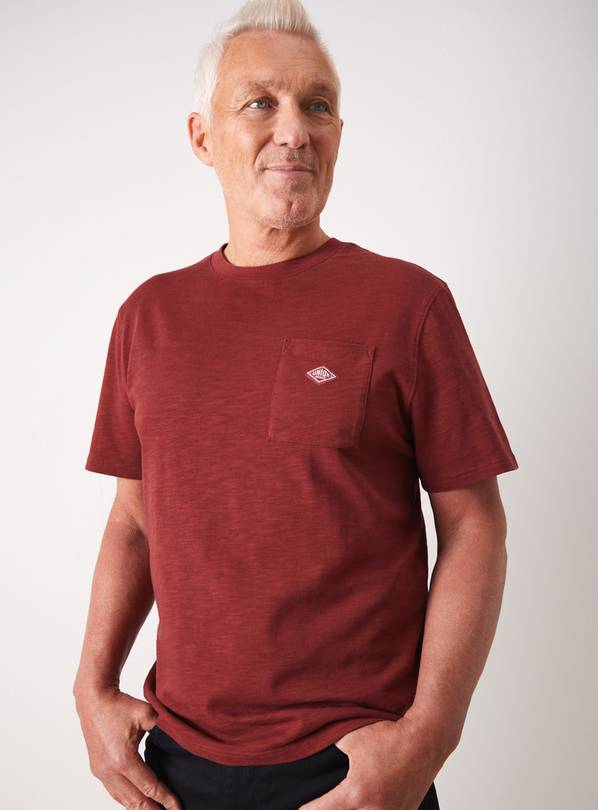 UNION WORKS Dark Red Logo Pocket T-Shirt S